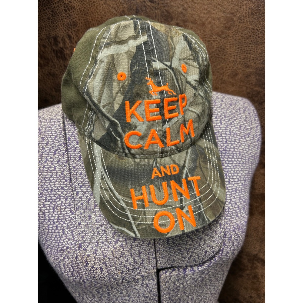 Keep Calm and Hunt‎ On Unisex velcro Camouflage Orange Open Back Baseball Cap